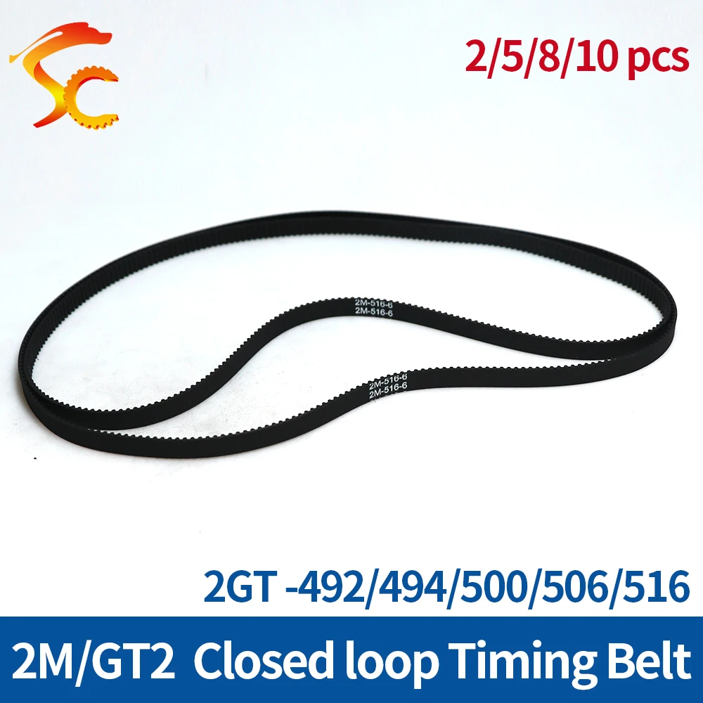 

3D printer GT2 Rubber Synchronous belt perimeter 492/494/500/506/516 width 6/9/10/15mm Pitch of teeth 2MM