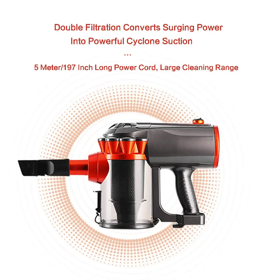 18KPA Powerful Vacuum Cleaner, Corded Handheld Vacuum with Large Dust Cup, One-Touch Empty, Lightweight for Floor Carpet Car Sof