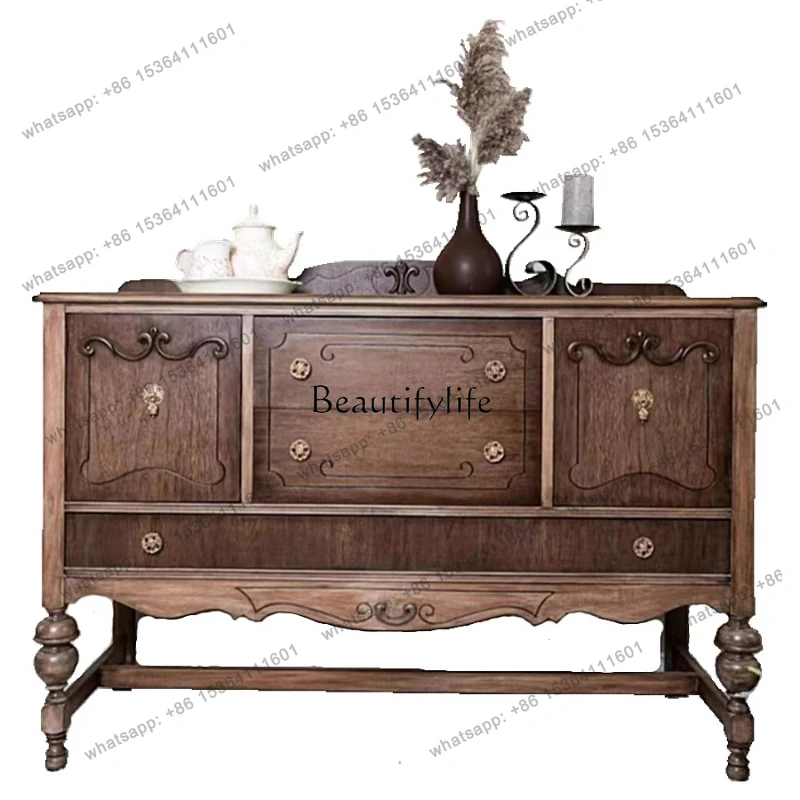 

56American retro solid wood porch cabinet French living room decorative cabinet