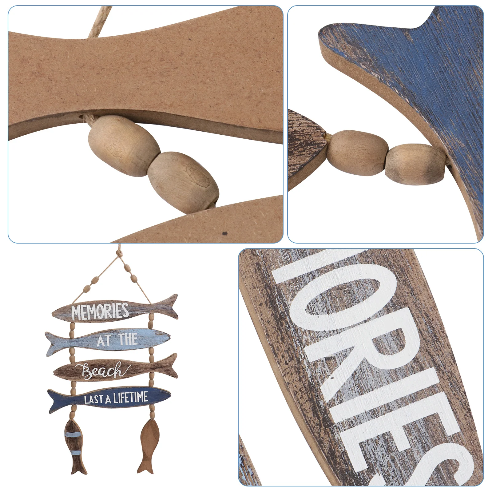 

1Pcs Vintage Mediterranean Style Wooden Wall Hanging Sign Door Decor Unique Home Wall Art Decoration Fish Bone Pendant