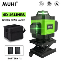 JAUHI 16 Lines Laser Level green line Self-leveling 360 Horizontal And Vertical Super Powerful green Beam Laser Level 2 Battery