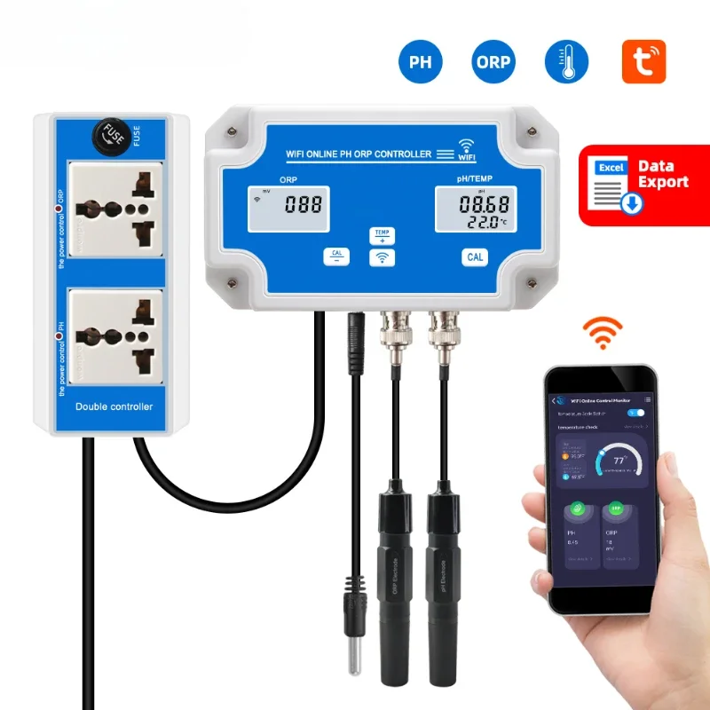 Smart Tuya Wifi ORP Meter  -2000~+2000mv Monitoring Controller  Online PH Meter with Data Logger Function for hydroponics