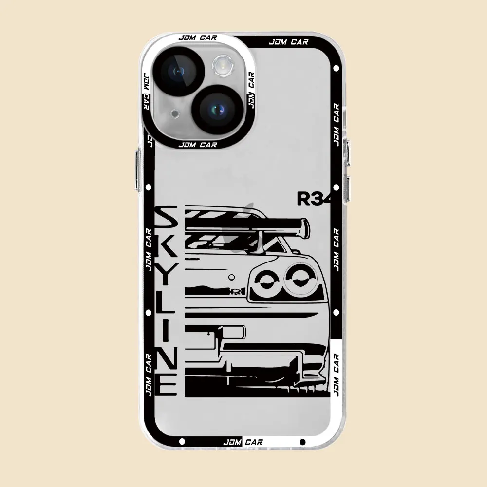 JDM Dream Car Clear Silicone Case for iPhone XR 12 11 Pro SE 14 Pro Max XS Max 7 8 15 Pro 13 Mini 12 Mini X Luxury Back Cover