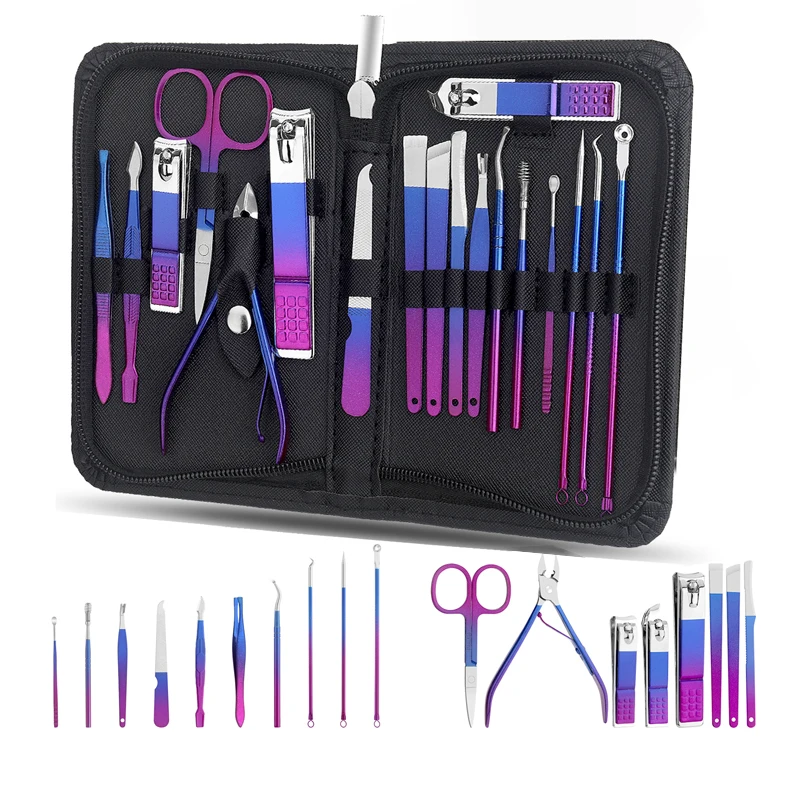 9/18 pcs Gradient Color Nail Clippers Manicure and Pedicure Tool Set - Includes Cuticle Nippers and Cutter Kit - Portable Groom