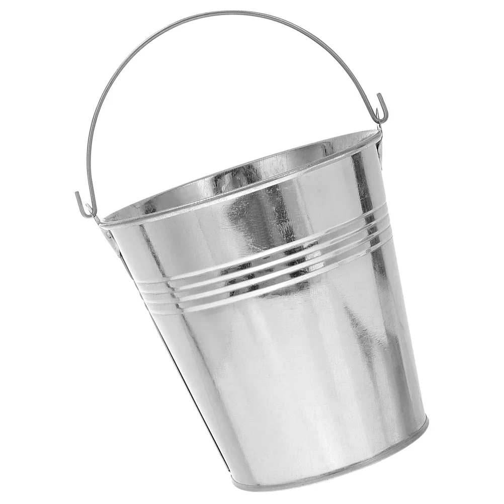 Small Iron Bucket Buckets Metal Ice Cube Basket Storage Tinplate Chips Child Holder French Fries for Cookie