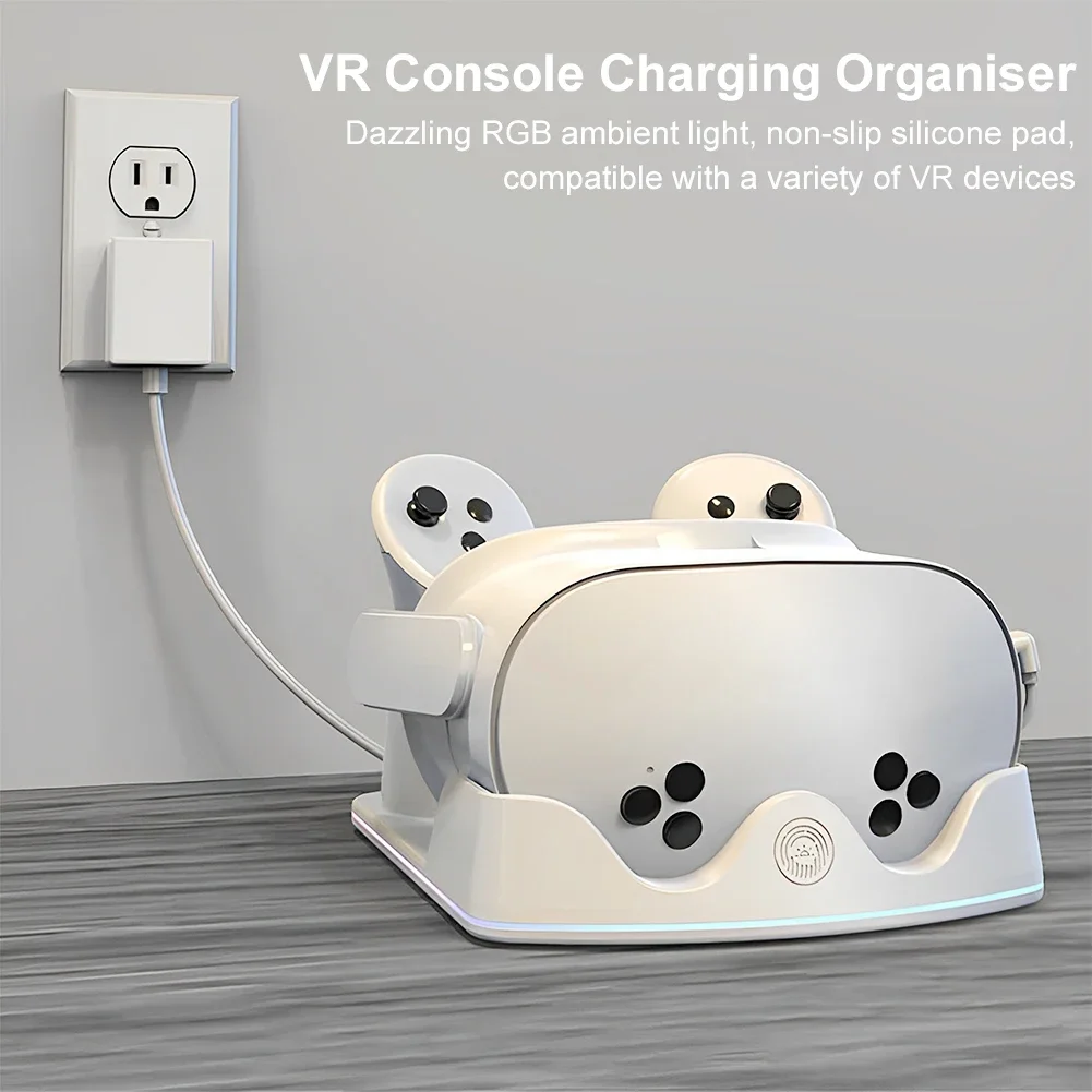 

Charging Dock for Meta Quest 3S VR Headest Fast Charging Station with RGB Light Charging Stand for Meta Quest 3S/Quest 3/Quest 2