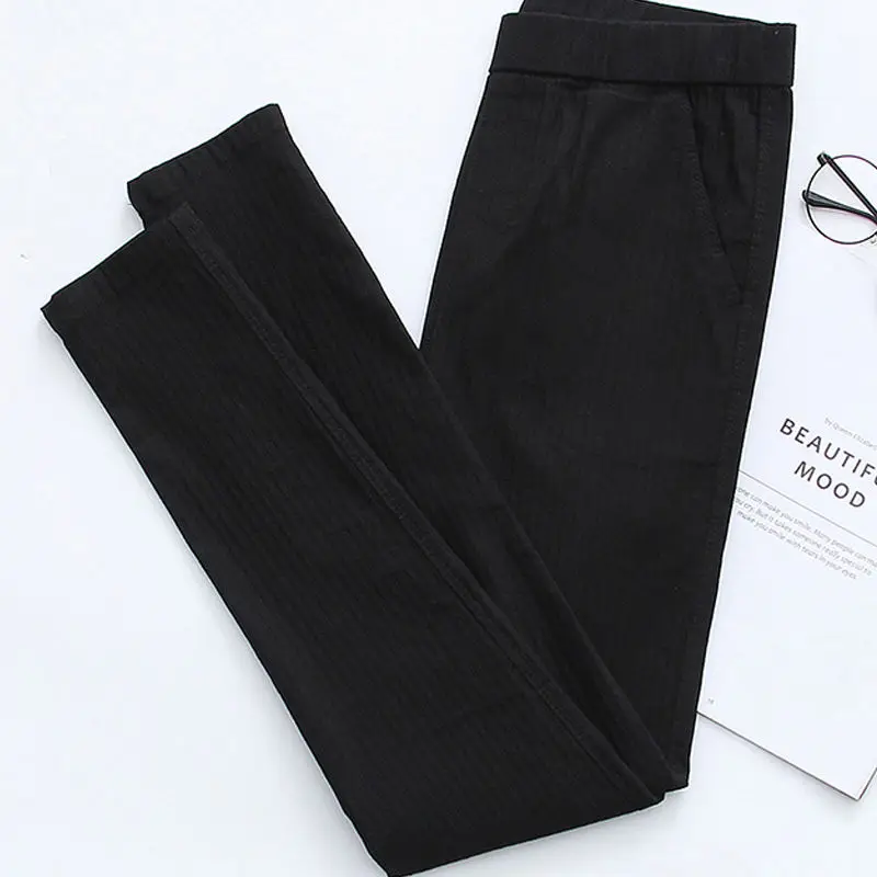 Black Elastic Waist Tight Pants For Women's Spring And Autumn Thin Elastic Korean Version Small Leg Pants