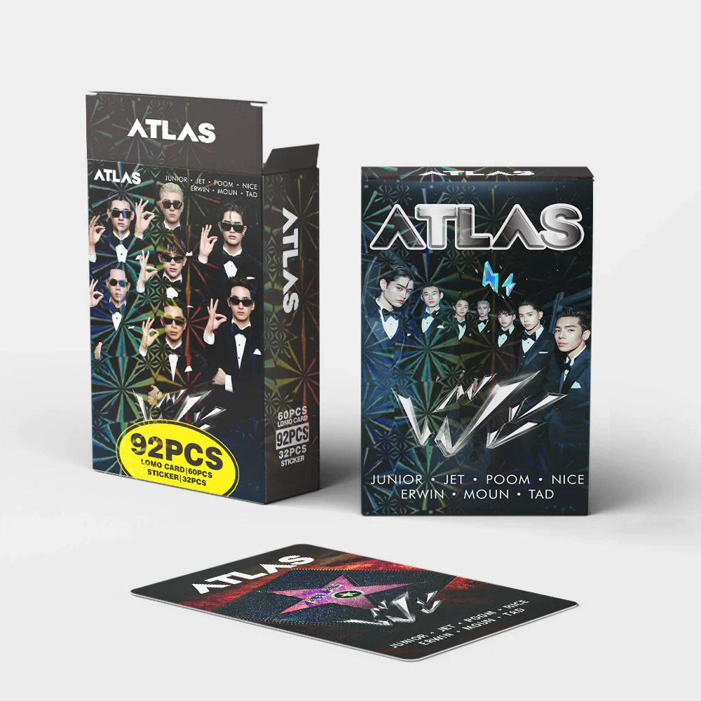 

ATLAS Thai Idol Group 92-Piece Laser Lomo Card Set Featuring Junior Jet Poom Characters Mini Postcards & Stickers