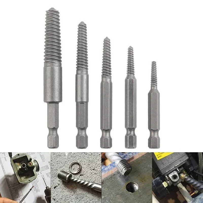 Tools Hex Guide Spanner Broken Remover Set Hand Drill Center Bolt For Shank Broken 5pcs Bits Screw Damaged Broken Extractor