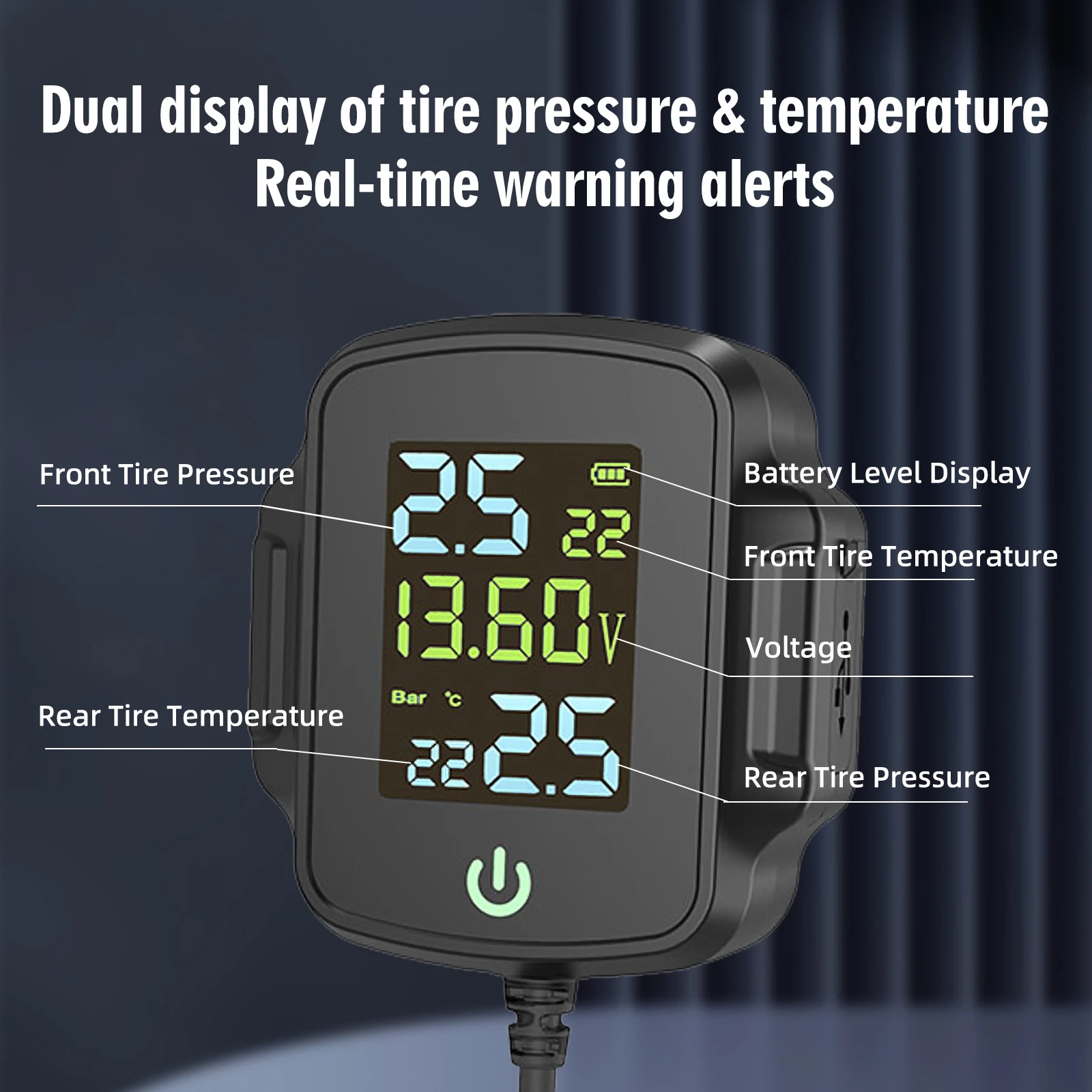 Motorcycle TPMS Tire Pressure Monitoring System Infitary Motorcycle System LCD Real Time Dual display For Status Precise Digital