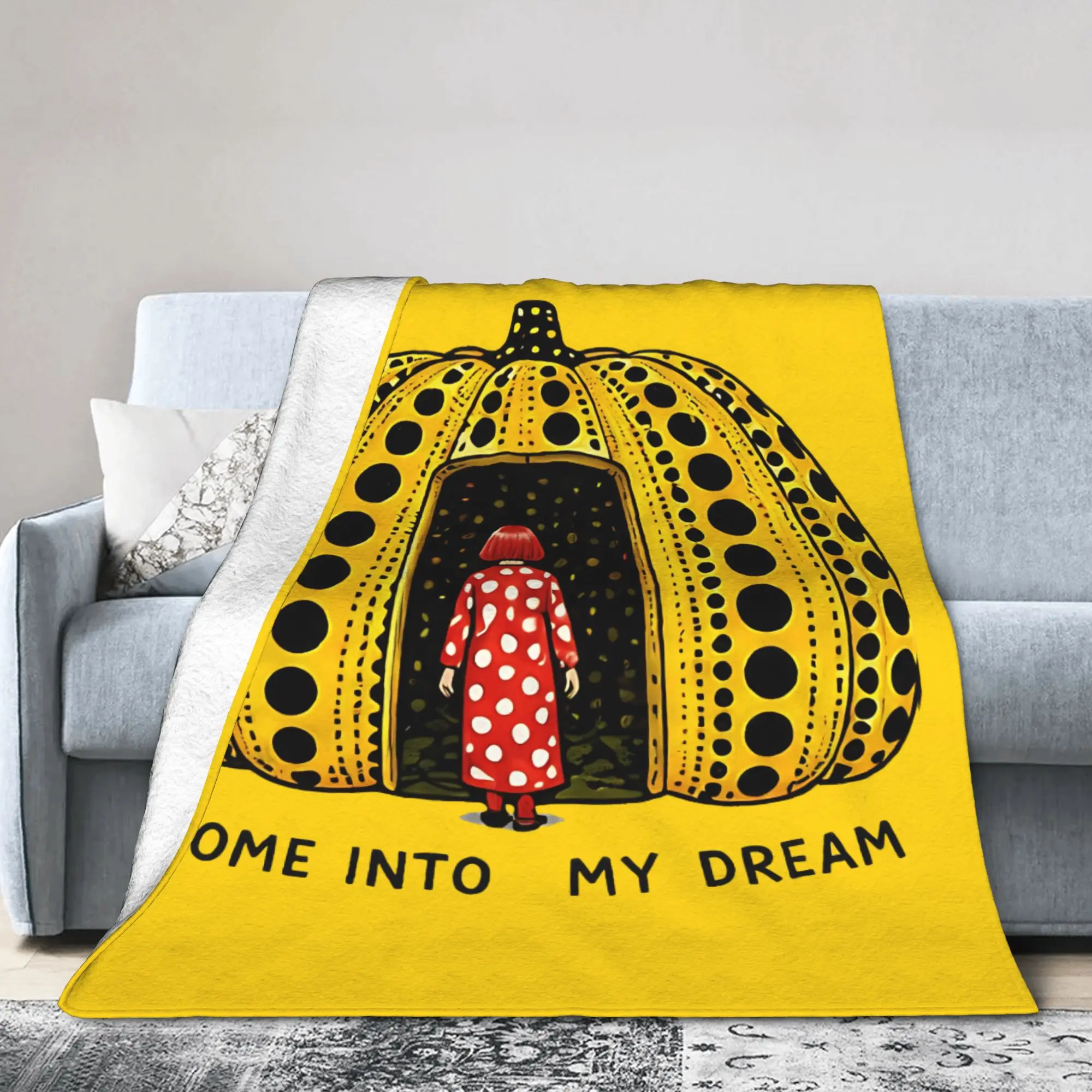 Yayoi Kusama Come Into My Dream Blankets Fleece Pumpkin Lightweight Throw Blankets for Car Sofa Couch Bedroom Quilt