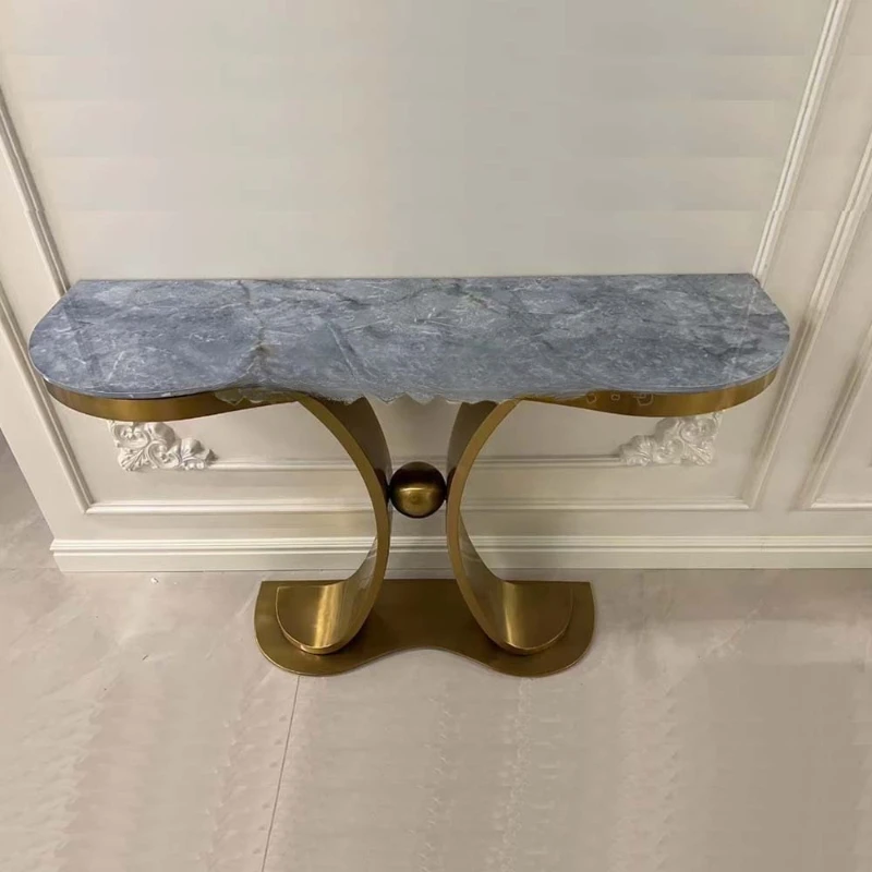 

Italian light luxury console table End view table Entry entrance platform Extremely narrow corridor against the wall Stainless