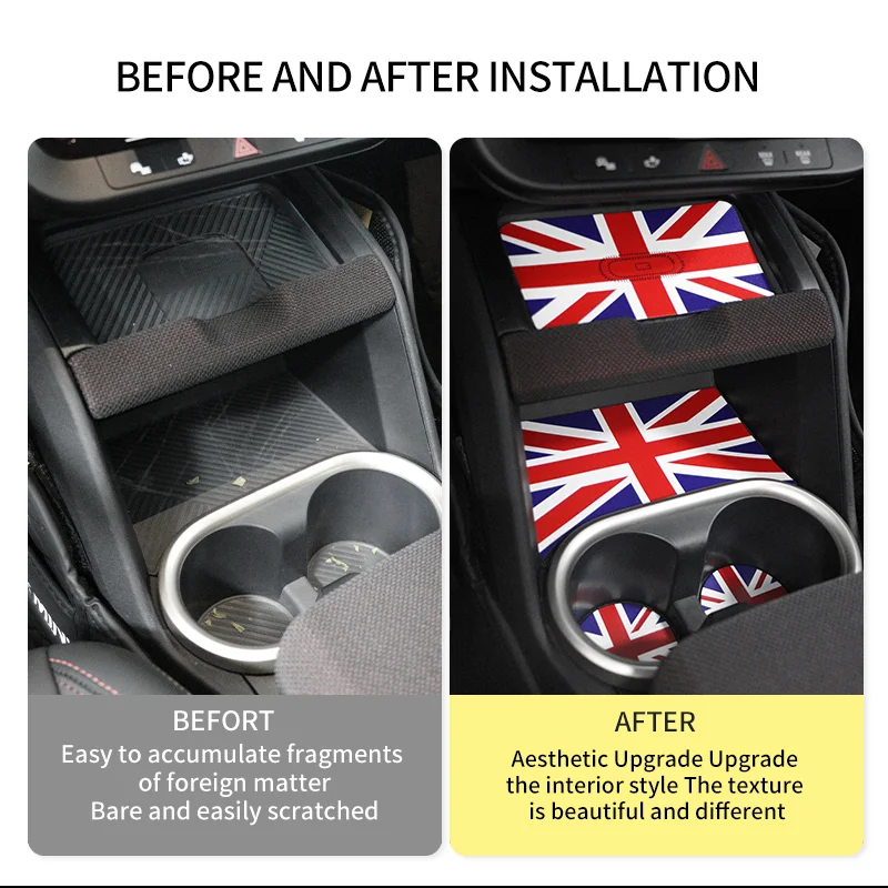 6PCS For Mini Countryman U25 2024 2025 3D Leather Car Door Groove Mat Slot Cup Holder Pad Anti-slip Decoration Cover