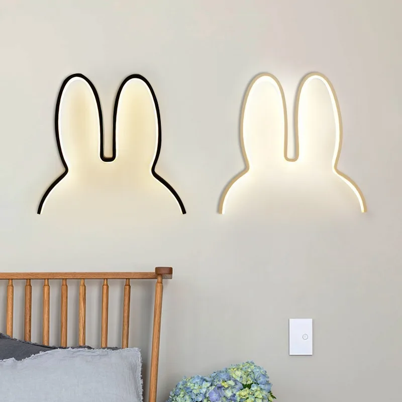 Nordic Ins Style Children\'s Desk Night Lights Decoration For Wall Bedroom Creative Led Animal Shape Rabbit Plug-in USB Light