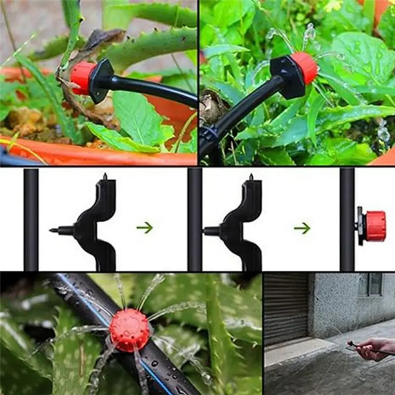 PZHI 500PCS Adjustable Drip Irrigation Sprinkler Heads, 8-Outlet Dripper for Garden Greenhouse, Watering Nozzle Kit
