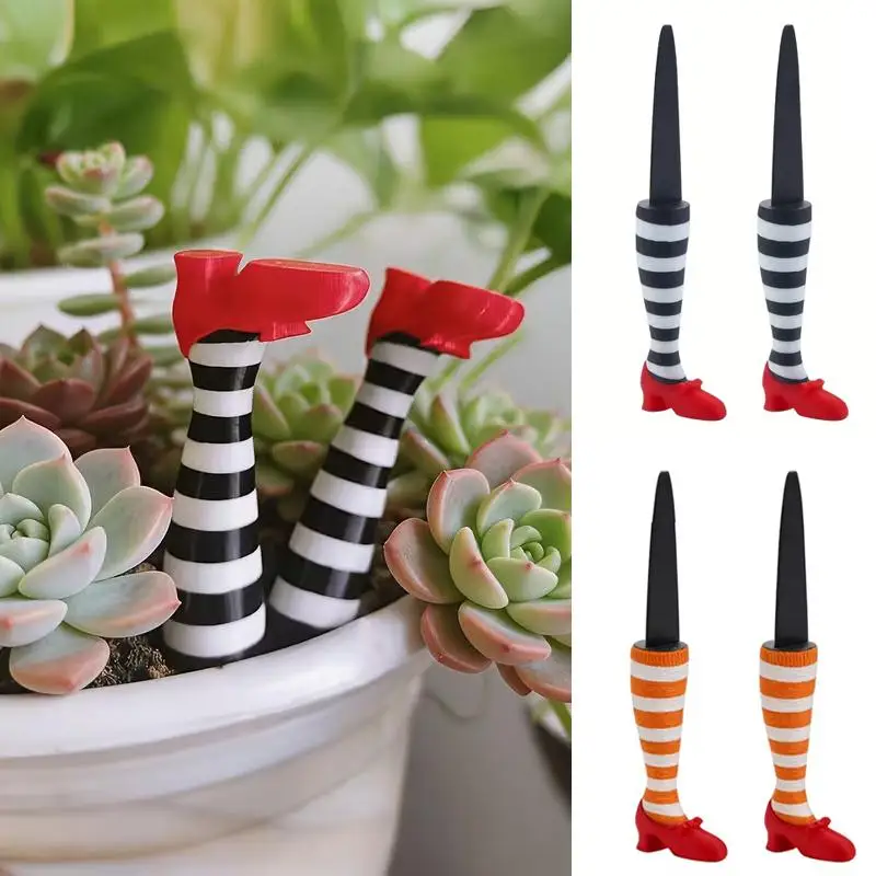 ● Mini Witch's Leg Flower Pot Decoration Set Plant Holder Garden Courtyard Lawn Decor Desktop Ornament Gift Flowerpot Additions