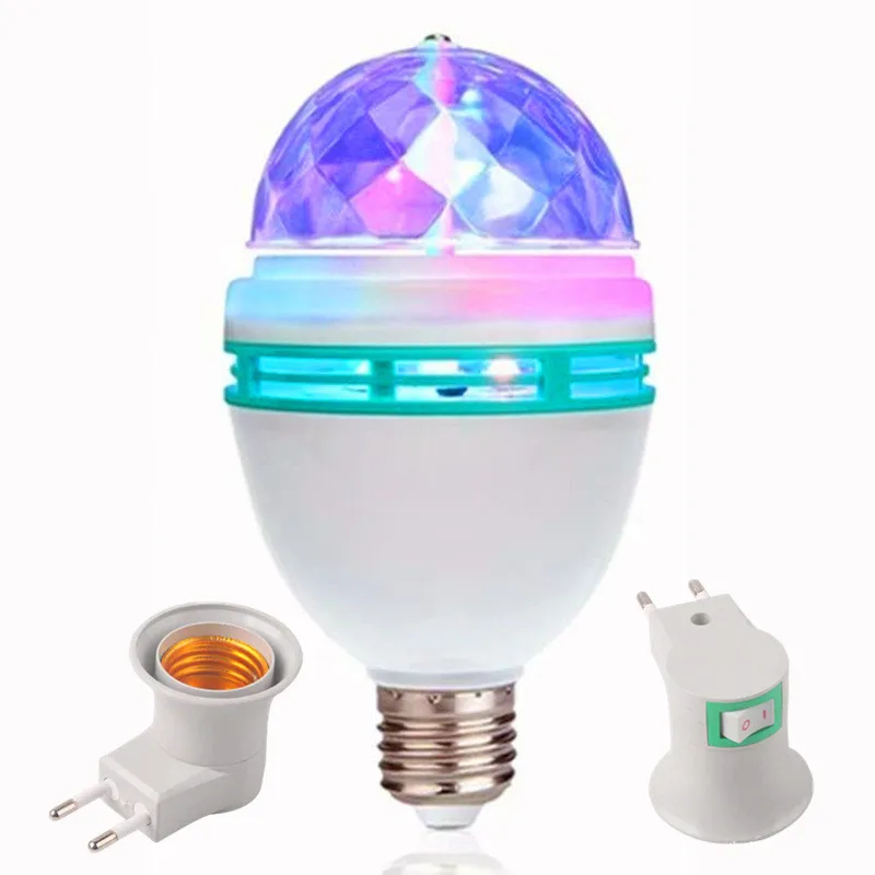 LED Crystal Color Magic Ball Lights Rotating RGB LED Stage Light Bulb E27 Lamp for Ktv Bar Disco Party DJ Christmas Effect Decro