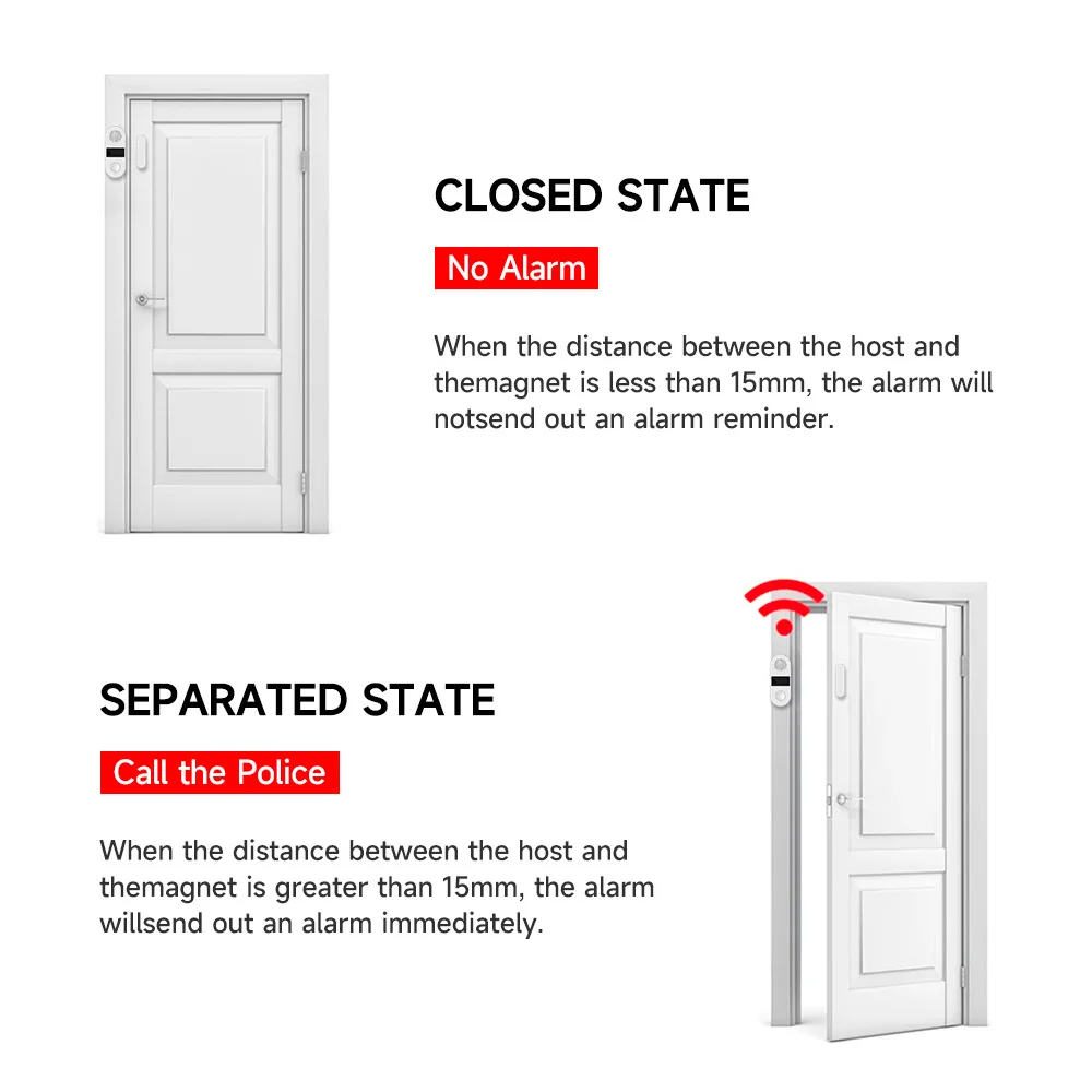 Imagem -04 - Door Sensor With Sound And Light Alarm Proteção de Segurança para Smart Home 130db Windows Novo