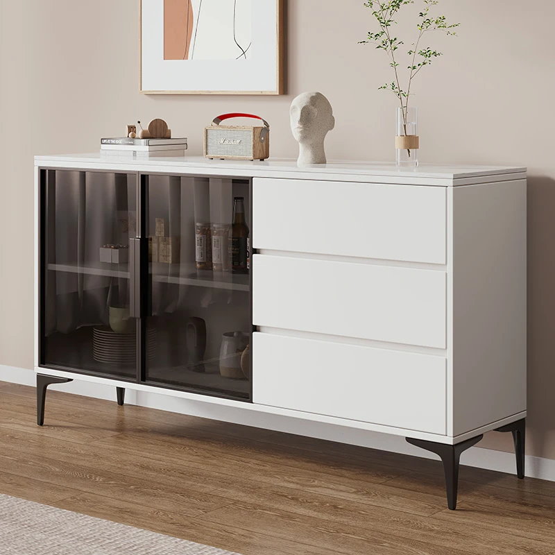 Solid wood rock slab dining side cabinet  modern simple kitchen home living room locker tea cupboard wall cabinet