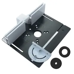 Aluminum Router Table Insert Plate W/ Miter Gauge Guide and Bracket for Woodworking Benches Table Saw Trimming Engraving Machine