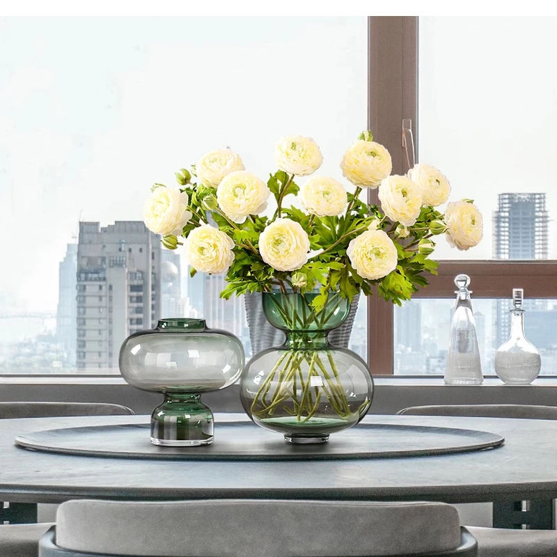 Nordic Frosted Gold Glass Bottle Vase Decoration Living Room Flower Arrangement Modern Table