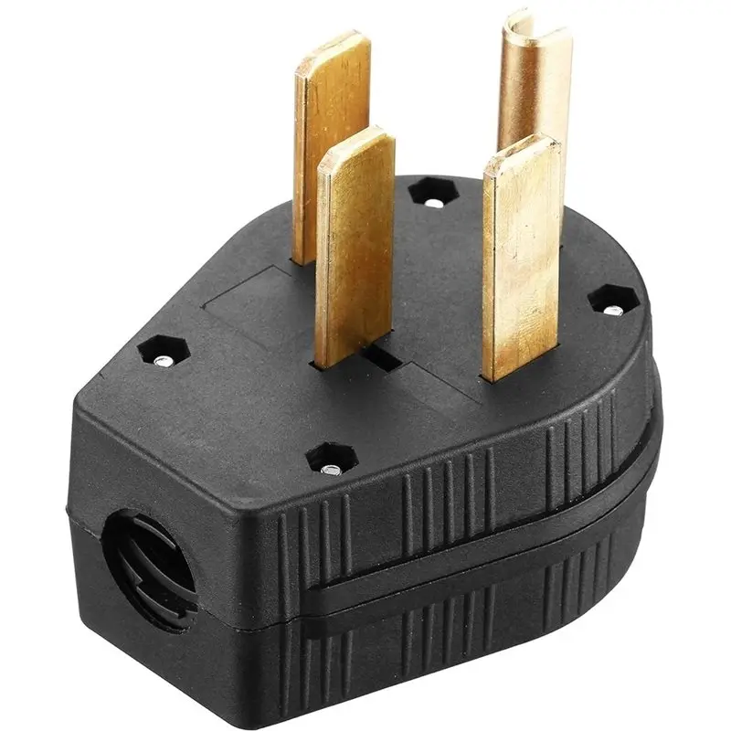 AB66-14-50P Power Plug, 50-Amp 4-Prong 125-250V Straight Blade Male Plug For Dryer RV Generator US Plug