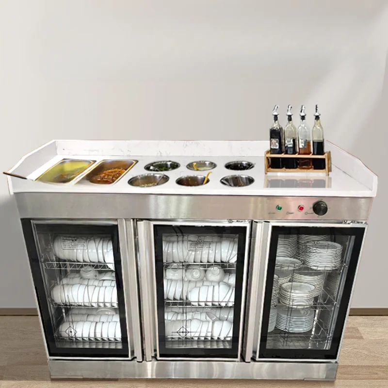 

Hot pot restaurant seasoning table integrated disinfection cabinet commercial custom Malatang sauce table self-service sma