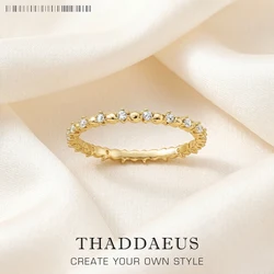 Delicacy Ring Dots With White Stones Fine Jewerly For Women 2023 Summer Brand New Trendy Gift In 925 Sterling Silver