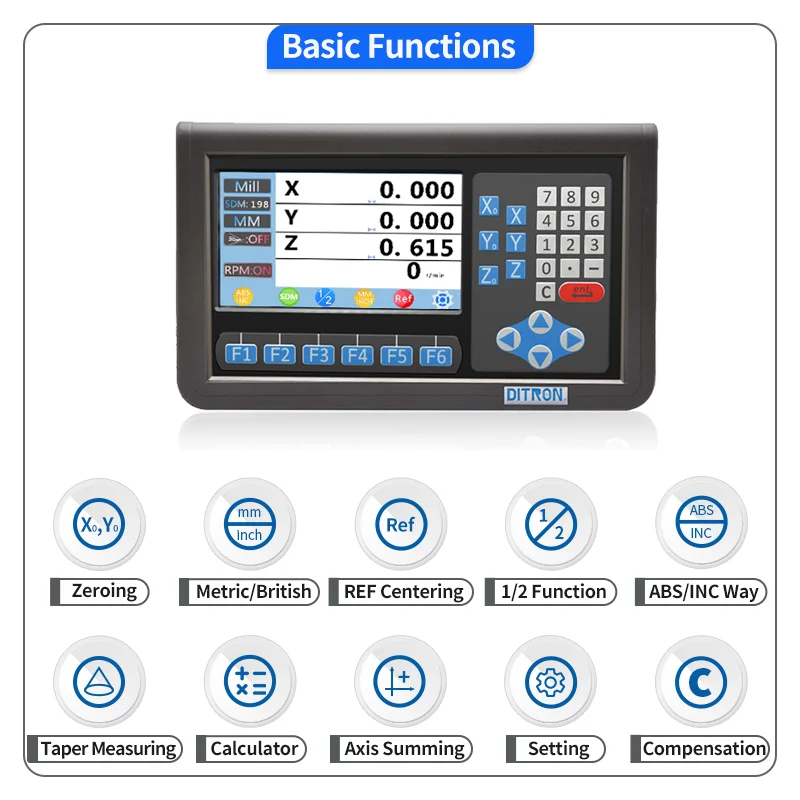 DITRON Metal Case 2/3/4 Axis Dro Digital Readout Display with RPM function for Milling Lathe Machine