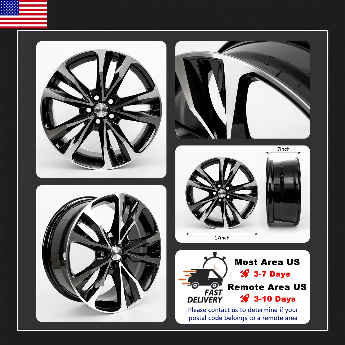 

1/2/4 шт., сменное колесо из алюминия 17 × 7 дюймов с черной поверхностью, подходит для колес Toyota Corolla 2017-2019 гг.
