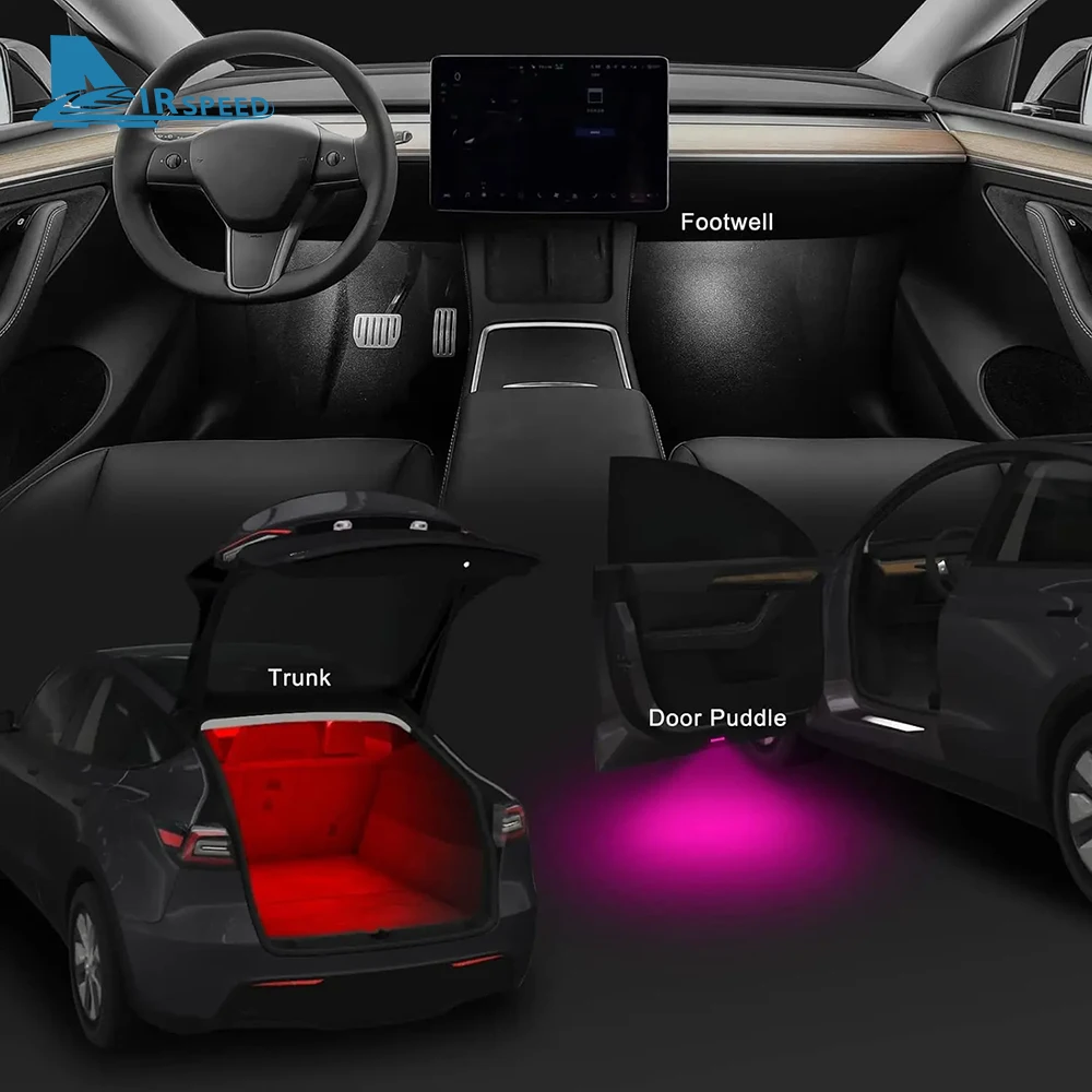 Ultra-Bright Interior Foot-Well Lights for Tesla Model Y Juniper 2025-2020 Model 3 Highland 2018-2024 Model S/X LED Bulbs Kit