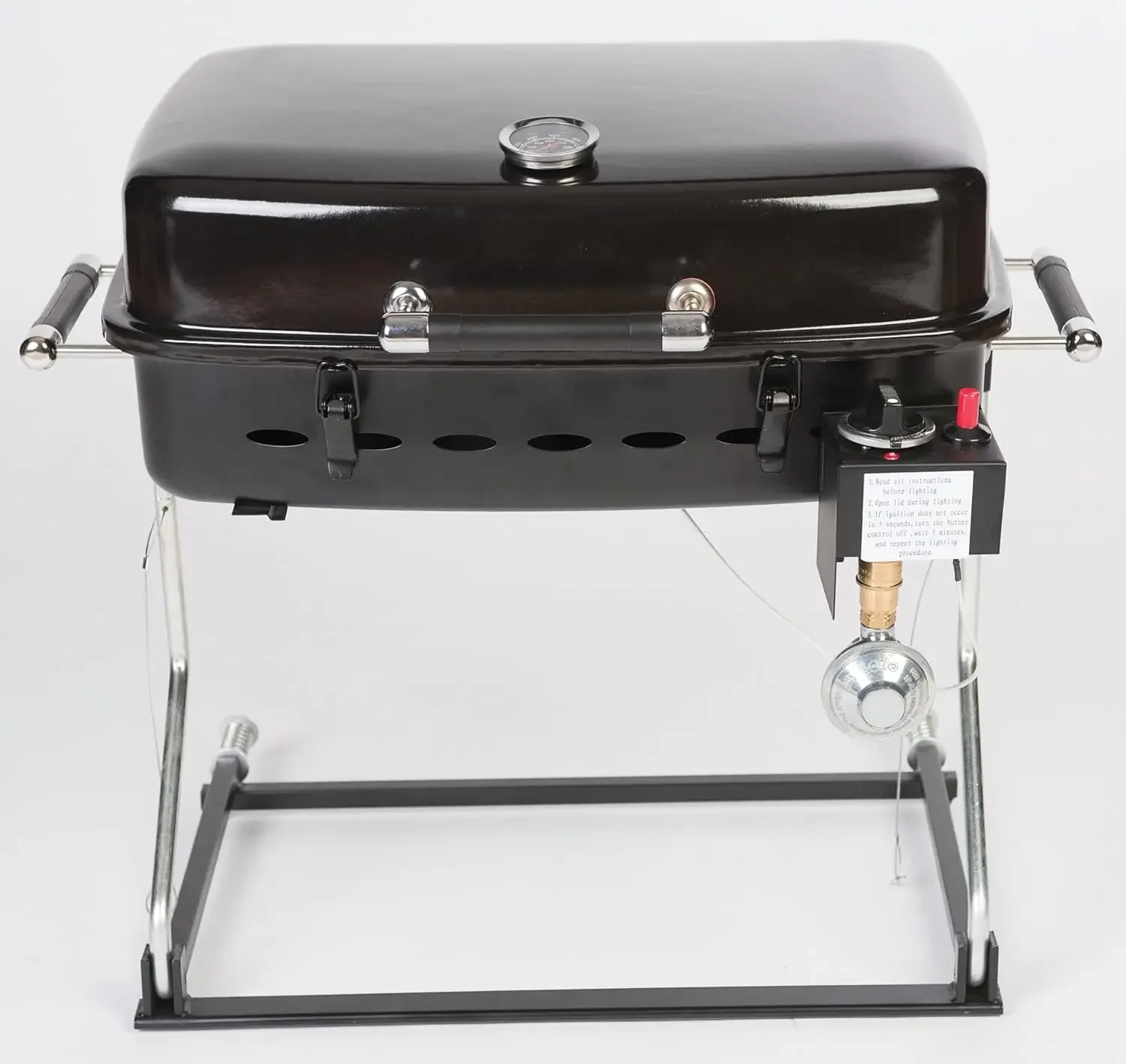 Calandre noire avec adaptateur de bouteille de poulet, barbecue, four de camping en plein air, table de barbecue, 51322