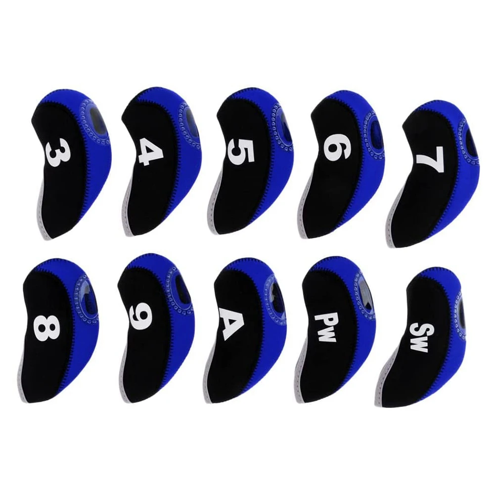 New 10Pcs/Pack Golf Club Head Wedge Neoprene Iron Cover Golf Head Covers Protective Set Dirtproof