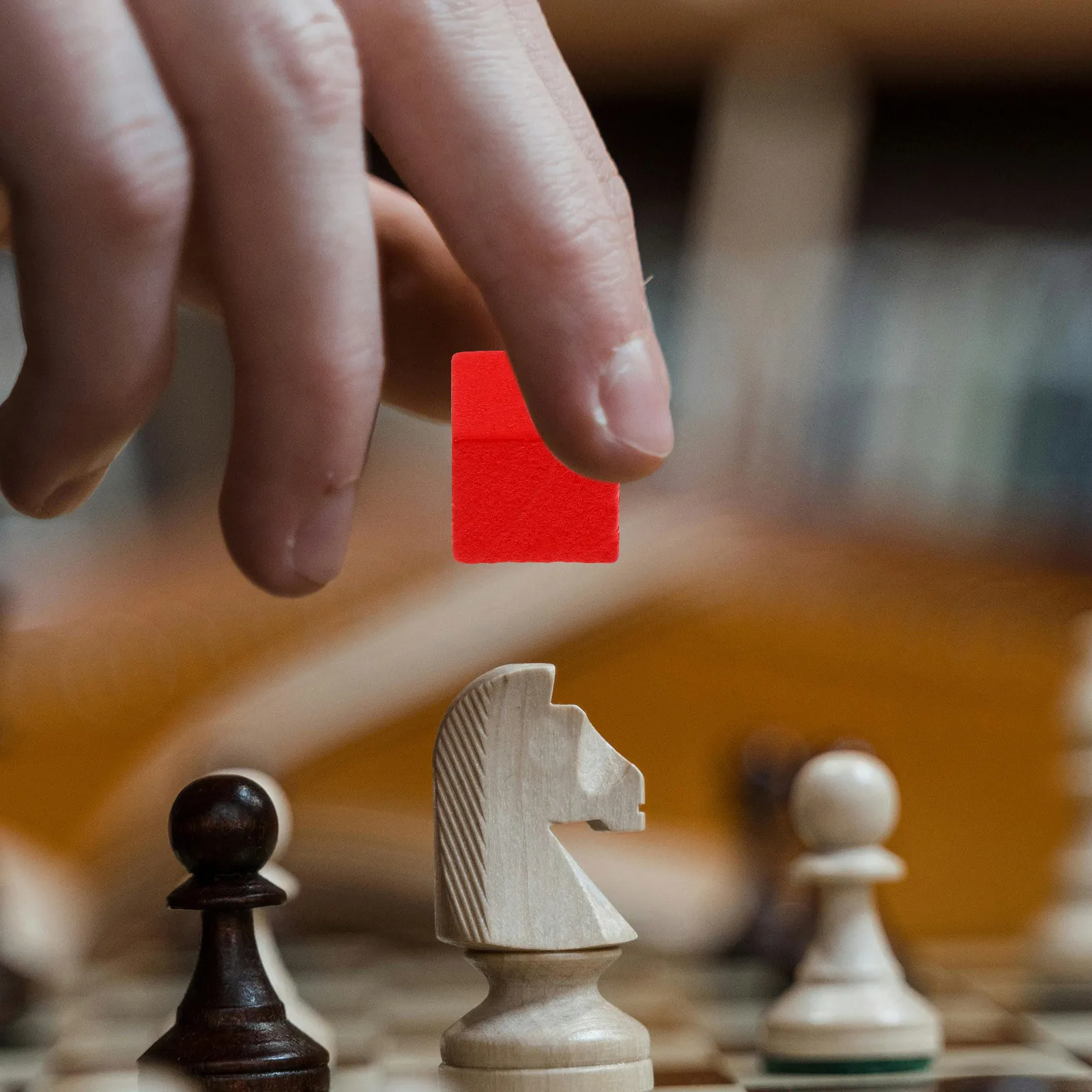 

50Pcs Wood Chess Pieces Small Square Replacement Pawns for Board Game Accessories Educational Supplies Game Pieces