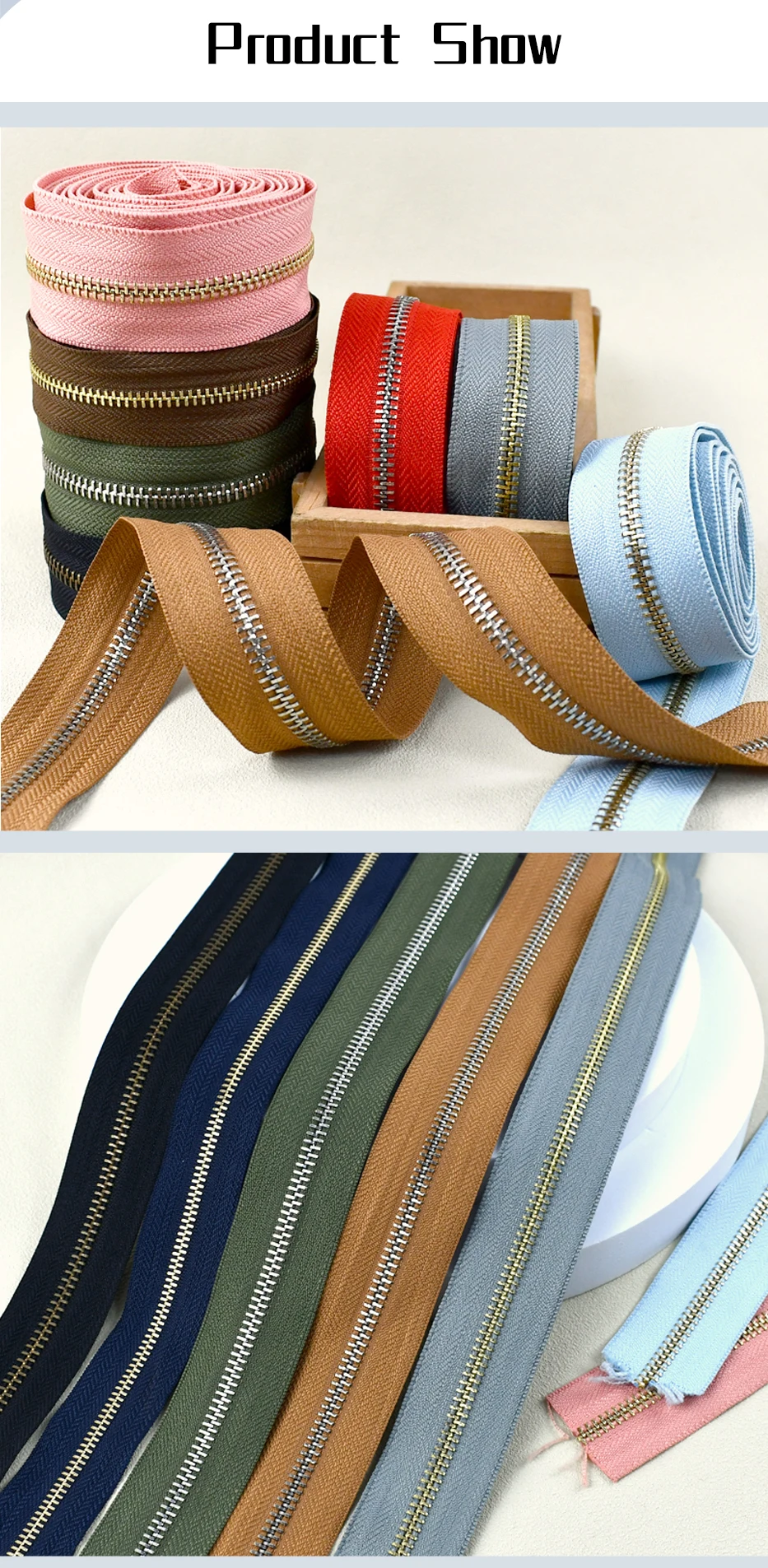3-5 Yards 5 # Metallreißverschlüsse von Meetee zum Nähen von Taschen, Reißverschlussrollen als Meterware, Reißverschluss-Reparaturset für Kleidung und Mäntel, DIY-Zubehör – Detail 6
