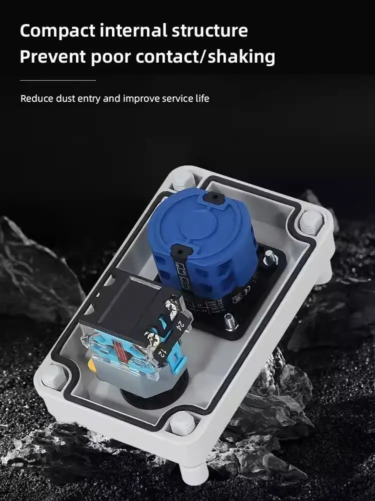 مفتاح كاميرا مقاوم للماء زر ضغط ، صندوق 2P ، رقاقة اتصال فضي للتوقف في حالات الطوارئ ، توقف بدء الناقل ، حاوية مقاومة للماء #5
