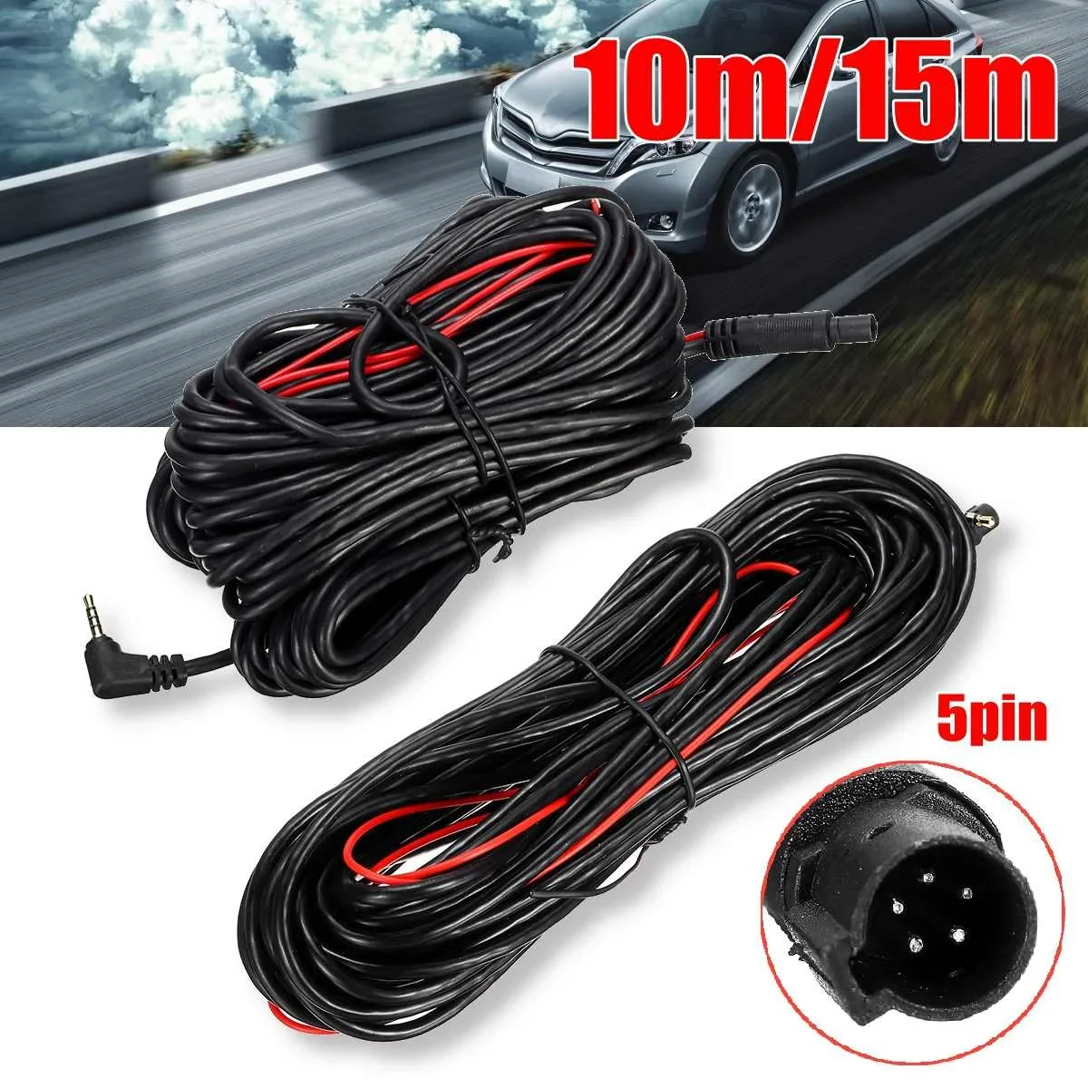 

2.5mm 10M/15M aux Extension cable usb 5Pin Recorder car Rear View Backup Camera Auto Car Camera Filter Reverse Extension Cable