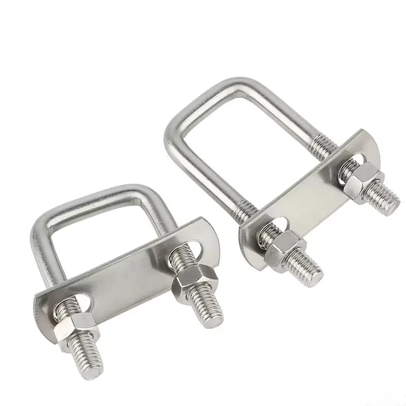 M6 M8 304 Stainless Steel Square Clamp U Bolt Right Angle U Screw U Clamp Nuts Plate Baffles U Bolt Set