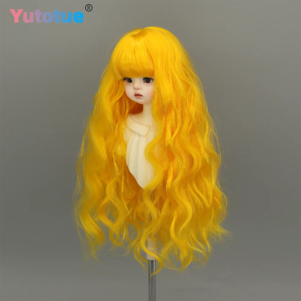Yutotue Dolls Peluca de pelo largo y rizado con flequillo para muñeca BJD 1/3 1/4 1/6, cambio DIY, 9 colores disponibles