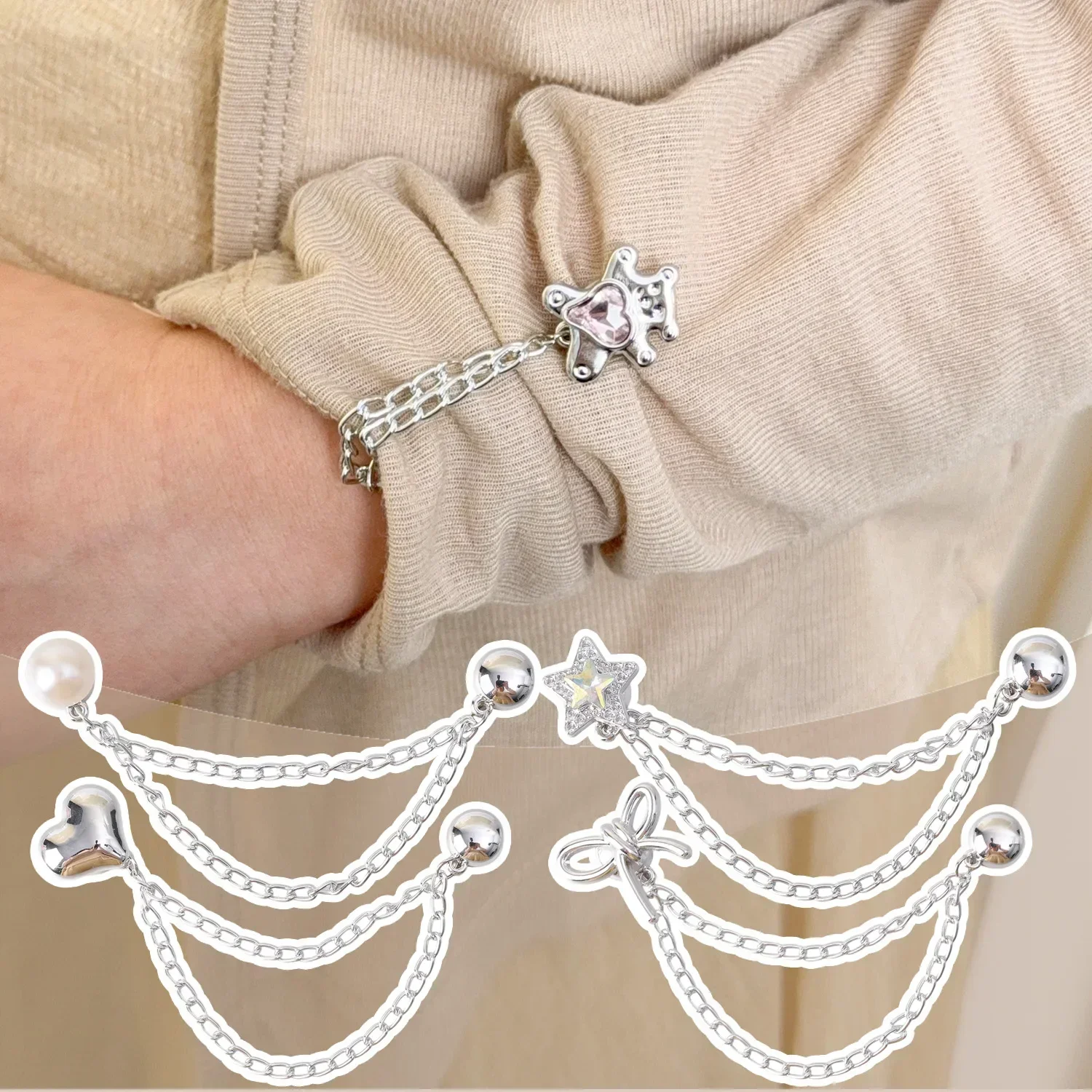 1/10개 자석 바지 다리 클립 버클 체인 롤업 바지 다리 클립 바지 고정 자석 핀 반바지 바지 바느질 용품