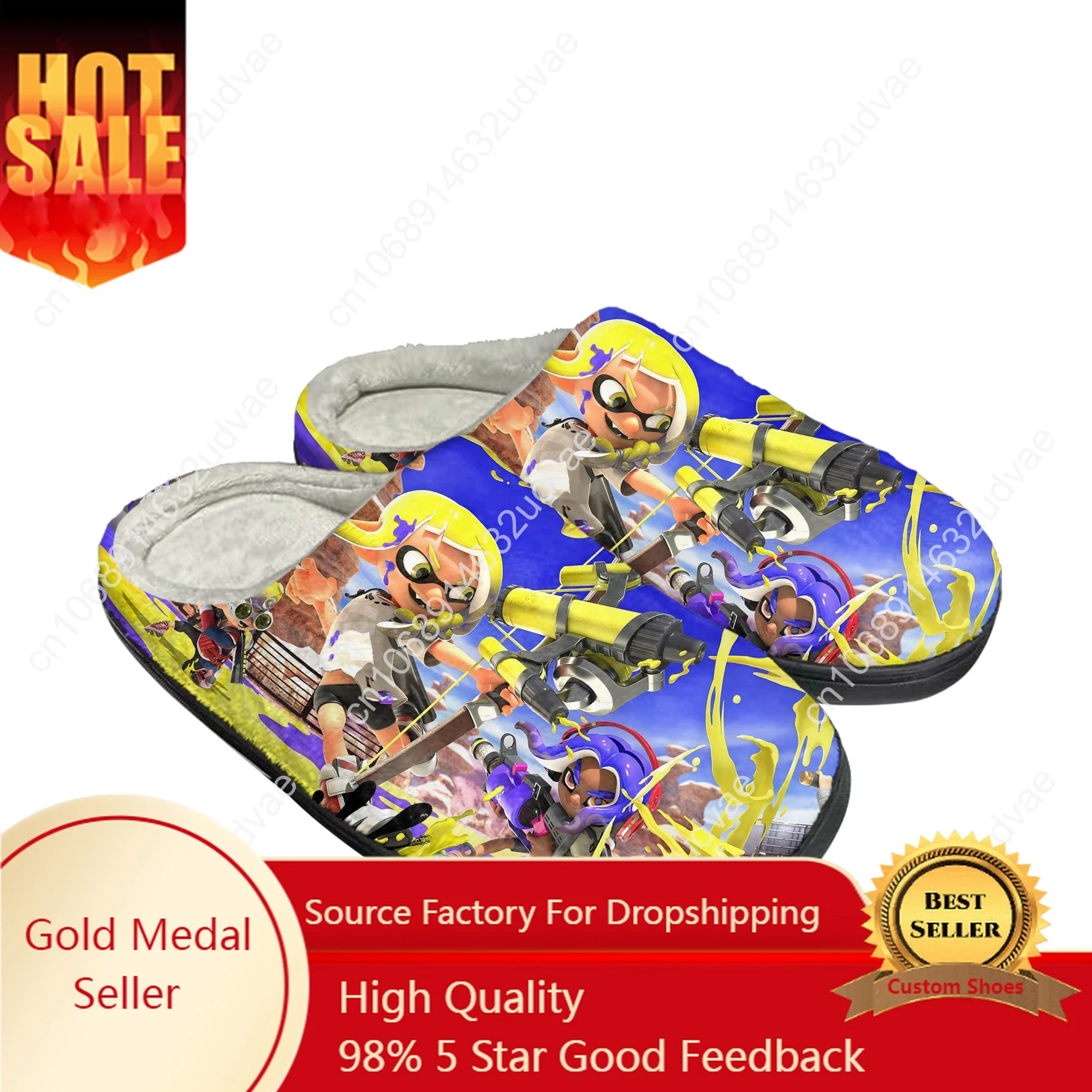 

Splatoons Home Cotton Custom Slippers Mens Womens Sandals Plush Bedroom Casual Keep Warm Shoes High Quality Thermal Slipper