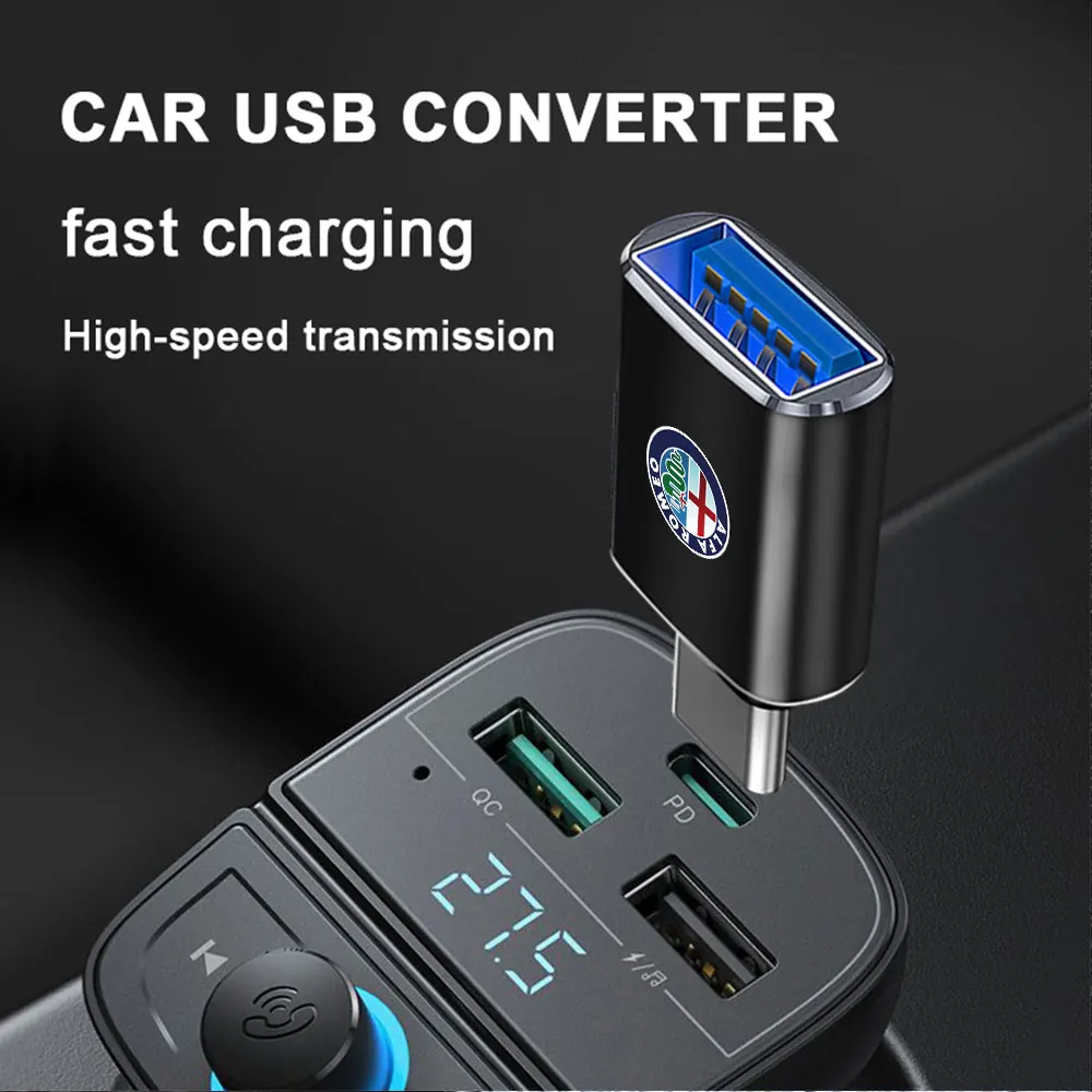 Car Type-C To USB Adapter Fast Charging Connector For Alfa Romeo 159 Giulietta Mito 147 Stelvio Giulia Stelvio Valve Accessories
