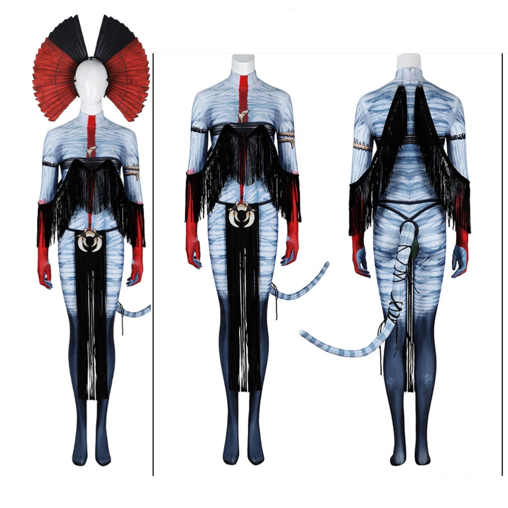 

Carnival Avatar of Fire Ash Cosplay Varang Costume Women Jumpsuit Headgear Tails Roleplay Outfits Halloween Disguise Stage Suit