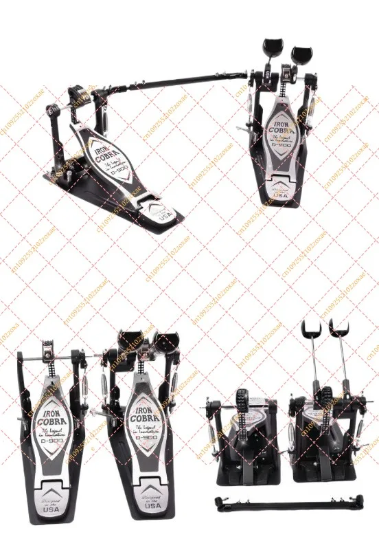 Double Bass Drum Pedal Practice Pad Mute Training Tool with Hammer Accessory D900