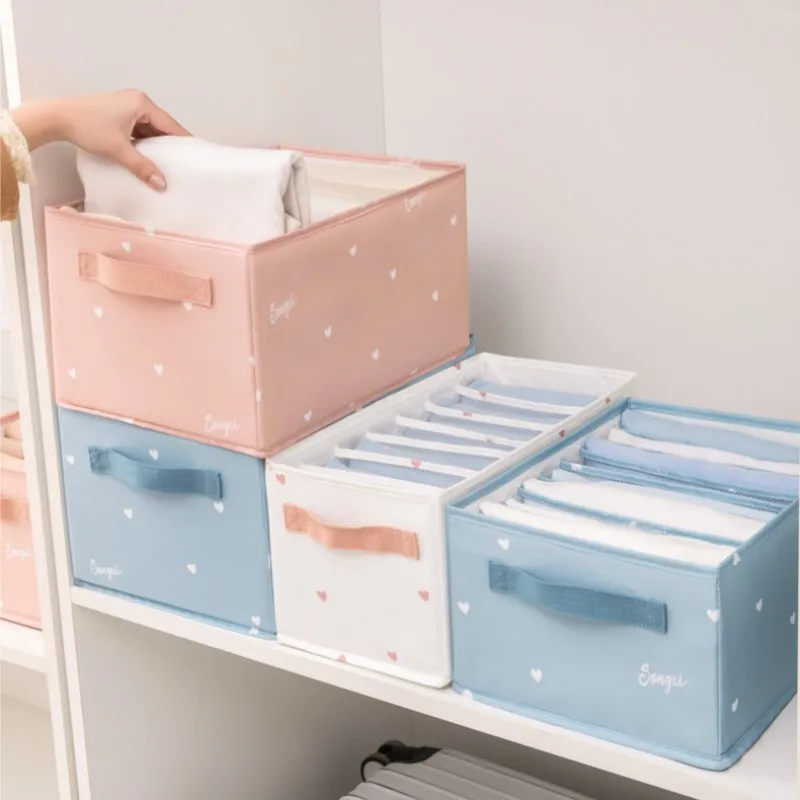 Printed Closet Organizer For Jeans Sweater Home Cabinet Divider Storage Box for Clothes Underwear Socks Foldable Drawer Organize