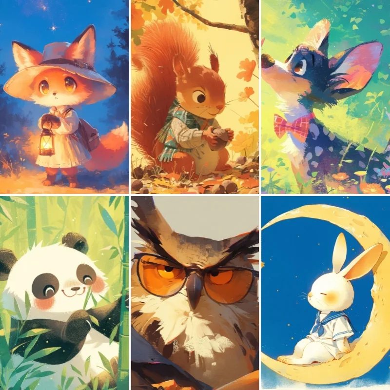 

DIY Full Diamond Painting Warm Animal Town Mosaic Adult Dot diamond cross stitch set living room bedroom decorative painting