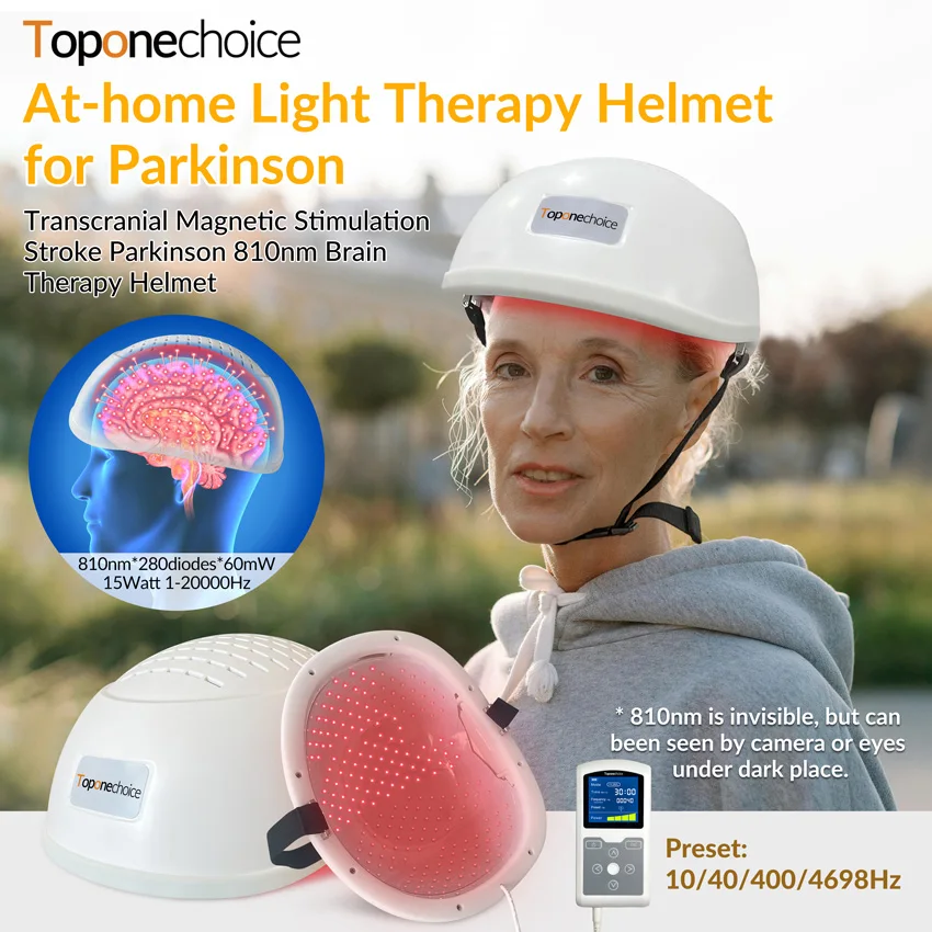 

Toponechoice 810nm Brain Injury Helmet Photodynamic Photobiomodulation Helmet Near Infrared Light for Parkinsons Alzheimer