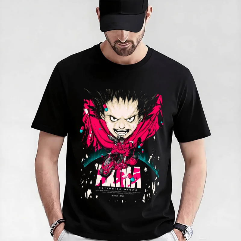 

0325 Otomo Akira Anime T Shirt Cyberpunk Manga City explosion Graphic clothes cyber mecha Neo-Tokyo Streetwear All size tops
