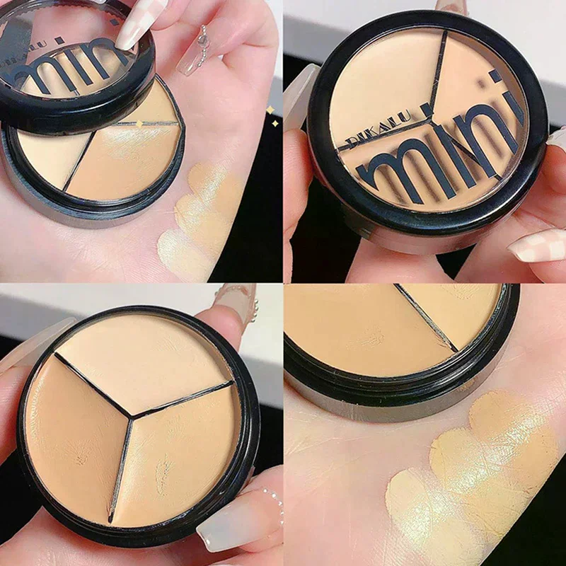 DIKALU 6.5g Tavolozza di correttori naturali a 3 colori Copri occhiaie Pori dell'acne Correttore cremoso Fondotinta liquido schiarente per il viso