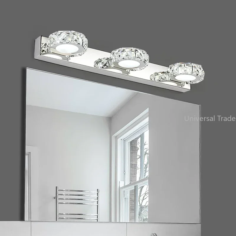 

Round Crystal Mirror Light 16/32/46/62/75/104cm Long Champagne/White LED Wall Light IC Driver 110/220v Bathroom Fixture